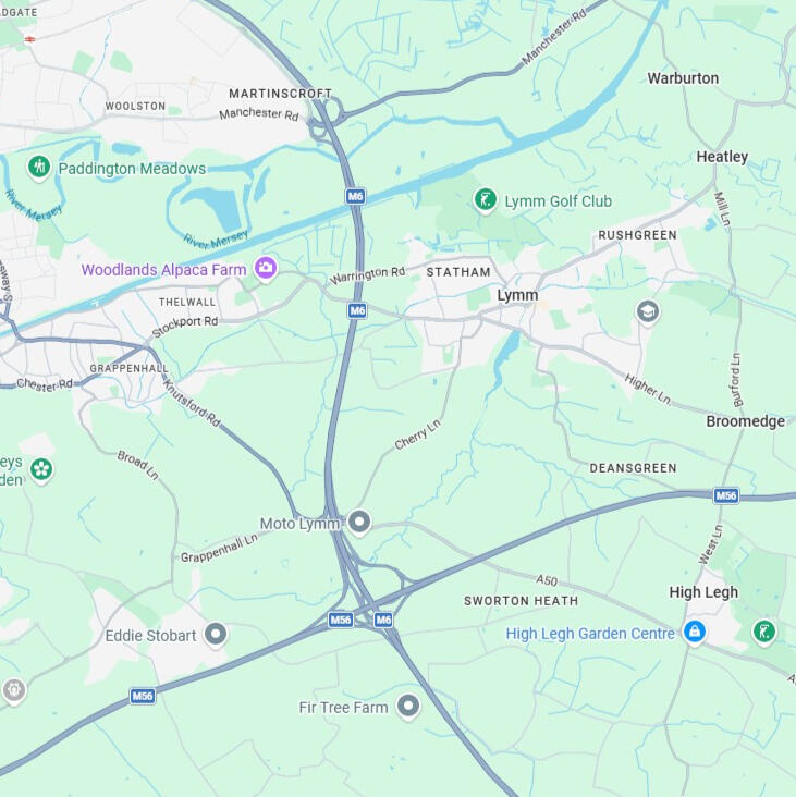 Reflexology Therapist – Tension Relief Reflexology Lymm Map of areas covered by Tension Relief Reflexology in Lymm